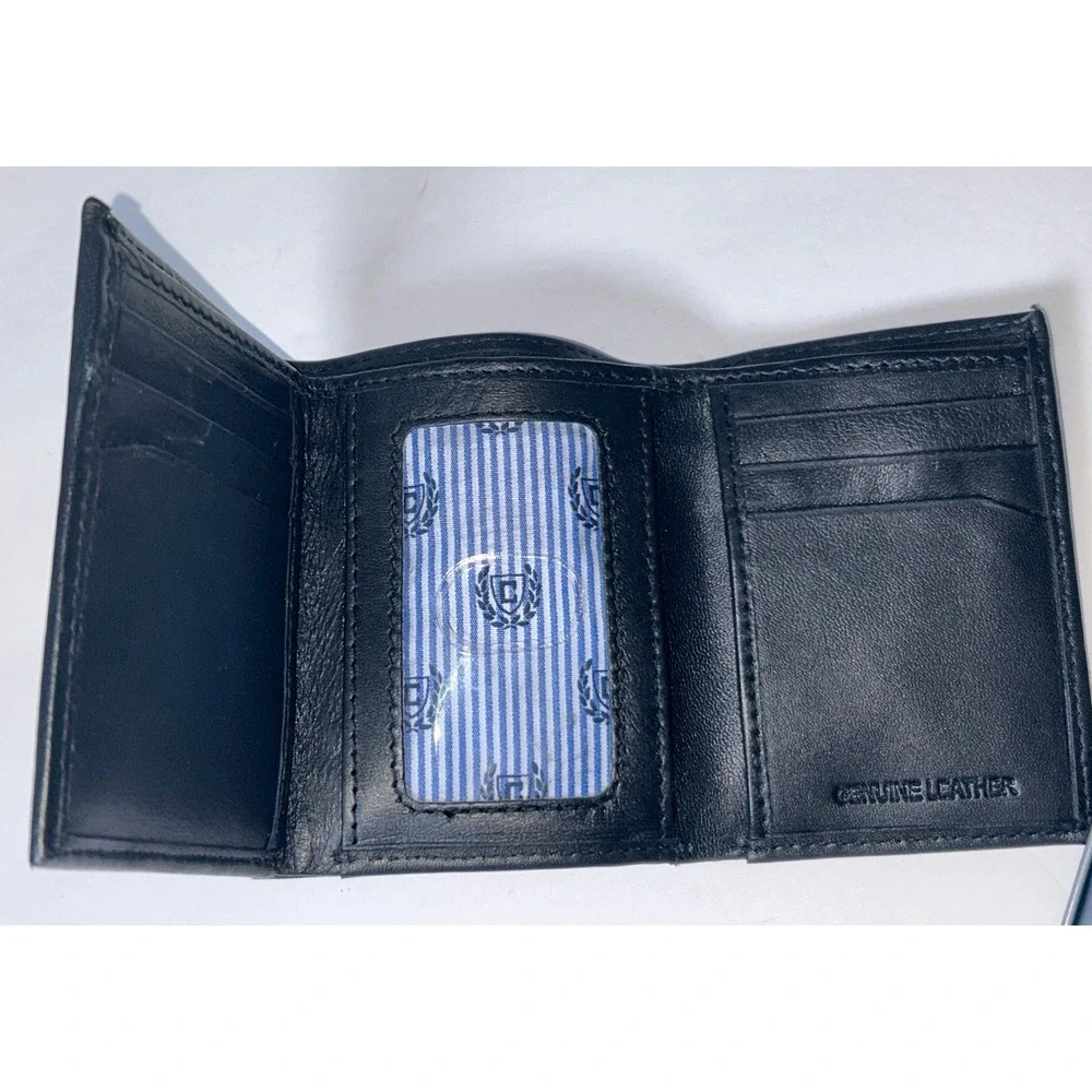 CHAPS RFID Genuine Leather Bifold‎ Wallet Black ID Window NWT Gift Tin Mens